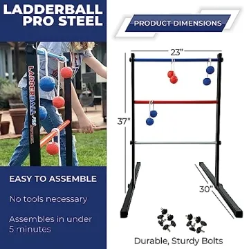 Outdoor Ladder Ball Pro Steel Set Fun for Ages 8 and Up