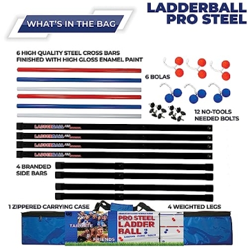 Outdoor Ladder Ball Pro Steel Set Fun for Ages 8 and Up