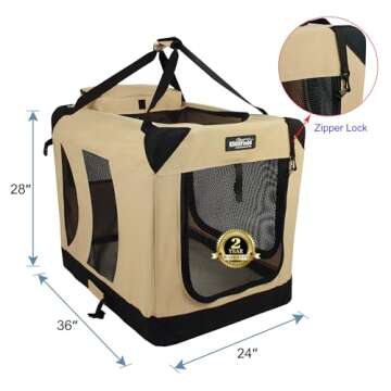 EliteField 3-Door Folding Soft Dog Crate with Carrying Bag and Fleece Bed (2 Year Warranty), Indoor ...