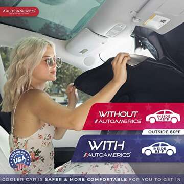 Autoamerics 1-Piece Tesla Model Y Sunshade & Tesla Model 3 Sunshade - Special Design for Model Y & 3 Windshield - Foldable Lightweight M3 Sun Shield - 2023 Tesla Model Y/3 Accessories