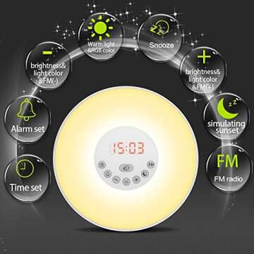 JJcall Wake Up Light Alarm Clock - Nature Sounds & USB Charger