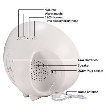 JJcall Wake Up Light Alarm Clock - Nature Sounds & USB Charger
