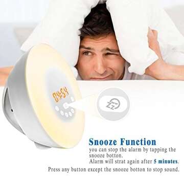 JJcall Wake Up Light Alarm Clock - Nature Sounds & USB Charger