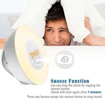 JJcall Wake Up Light Alarm Clock - Nature Sounds & USB Charger