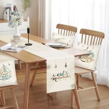 CABEST Ramadan Decorations for Home 2025 - Table Runner & 4pcs 18x18 inches Pillow Covers - Ramadan Decor for Table Couch - Gifts-Indoor
