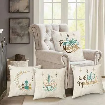 CABEST Ramadan Decorations for Home 2025 - Table Runner & 4pcs 18x18 inches Pillow Covers - Ramadan Decor for Table Couch - Gifts-Indoor