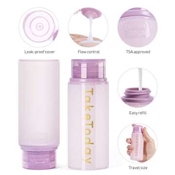 TakeToday Travel Size Bottles for Toiletries - 13 Pack TSA Approved, Leak-proof, 3 oz Silicone Conta...