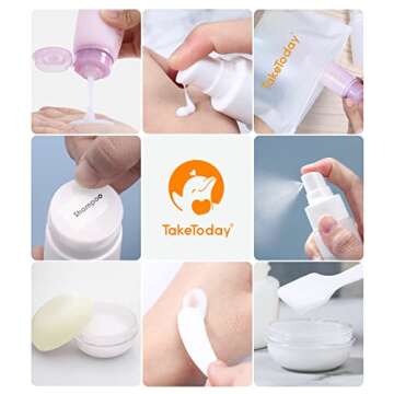 TakeToday Travel Size Bottles for Toiletries - 13 Pack TSA Approved, Leak-proof, 3 oz Silicone Containers for Cosmetic Shampoo Conditioner - Refillable Travel Accessories Kit