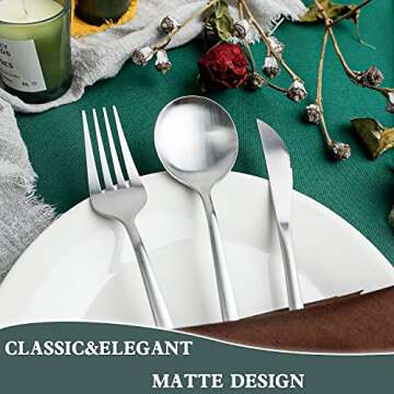 Lovcoala Modern Matte Silver Silverware Set, 12-Piece Stainless Steel Flatware Set, Tableware Cutlery Set Service for 2, Kitchen Utensil Set for Home, Restaurant(Matte Silver-12PCS)