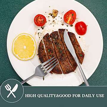 Lovcoala Modern Matte Silver Silverware Set, 12-Piece Stainless Steel Flatware Set, Tableware Cutlery Set Service for 2, Kitchen Utensil Set for Home, Restaurant(Matte Silver-12PCS)