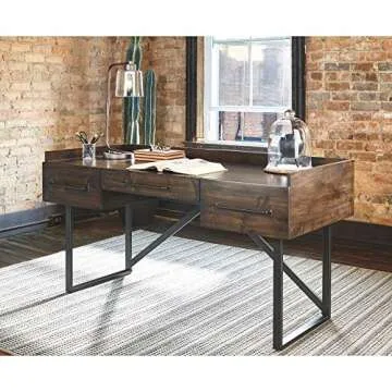 Signature Design by Ashley Starmore Urban Industrial 63" Home Office Desk with Open Storage Cubby, B...