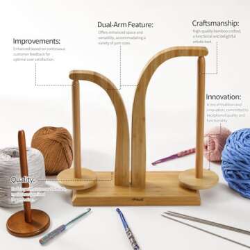 Dual Spindle Yarn Holder for Knitting and Crocheting