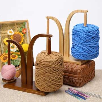 Dual Spindle Yarn Holder for Knitting and Crocheting