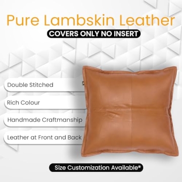 LL Leather Lovers Lambskin Leather Pillow Cover 18x18