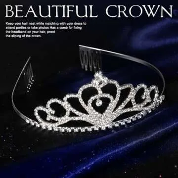 Teenitor Crown,Tiara Crown, Princess Crown Headband, 5pcs Tiaras for Women, Crowns for Women, Silver...