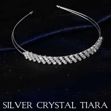 Teenitor Crown,Tiara Crown, Princess Crown Headband, 5pcs Tiaras for Women, Crowns for Women, Silver Tiara for Little Girls Rhinestone Headbands for Women Wedding Headband Crowns Party Silver Crown