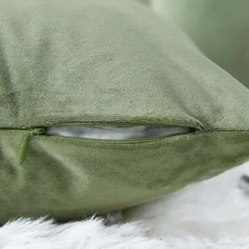 Lazzzy Olive Sage Velvet Throw Pillow Cover 18 x 18
