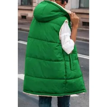 PRETTYGARDEN Womens 2025 Winter Reversible Vests Sleeveless Fleece Jacket Zip Up Hoodie Pockets Long...