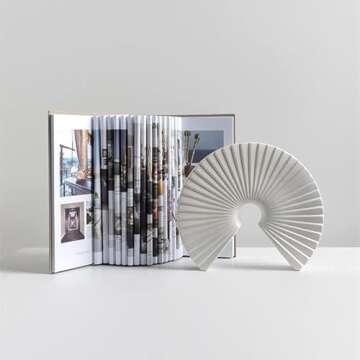 CESTATIVO Ceramic Statue for Home Decor, Modern Sculpture Ornament Table Decorations for Living Room Dining Room Office Centerpiece (White, Large)