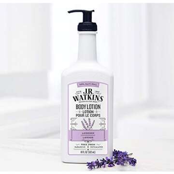 J.R. Watkins Daily Moisturizing Lotion – Body Cream in Pump Dispenser – Hydrating Skin Cream Made with Shea Butter, Cocoa Butter, Coconut Oil & Vitamin E, Lavender, 18 fl oz