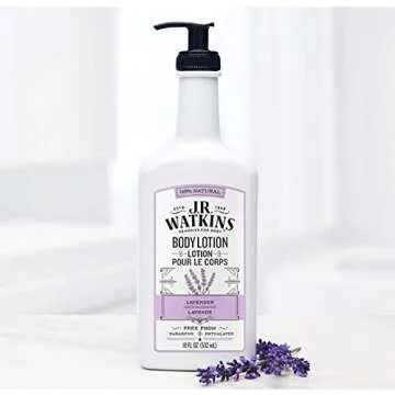 J.R. Watkins Daily Moisturizing Lotion – Body Cream in Pump Dispenser – Hydrating Skin Cream Made with Shea Butter, Cocoa Butter, Coconut Oil & Vitamin E, Lavender, 18 fl oz