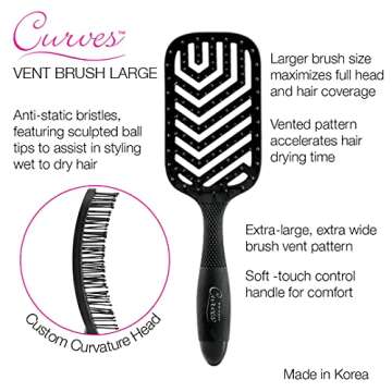 Cricket Curves Large Wide Vent Hair Brush for Blow Drying and Styling Anti-Static Nylon Bristle Hair...
