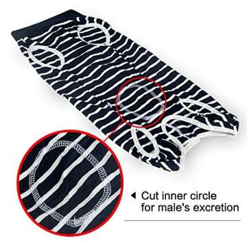 Dog Recovery Suit Abdominal Wound Puppy Surgical Clothes Post-Operative Vest Pet After Surgery Wear Substitute E-Collar & Cone(M,Blue Stripe)