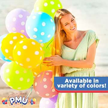 PMU Polka Dot Balloons PartyTex 11 Inch Premium Pink with All-Over print White Dots Pkg/25