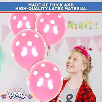 PMU Polka Dot Balloons 11 Inch Premium Pink Package