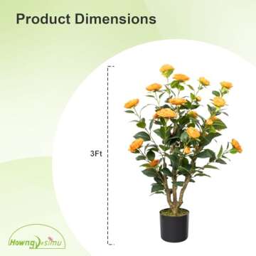 Howngyesimu 3FT Artificial Camellia Tree for Home Decor