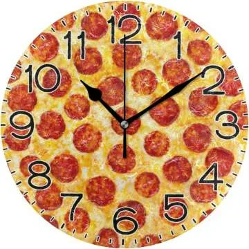 Silent Pepperoni Pizza Wall Clock - Rustic Kitchen Decor
