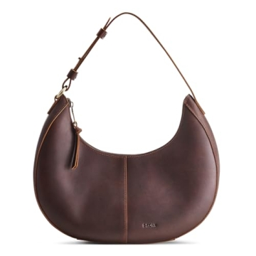 S-ZONE Top Grain Leather Shoulder Bags for Women - Elegant Hobo Crescent Purse