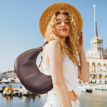 S-ZONE Top Grain Leather Shoulder Bags Women Hobo Purse