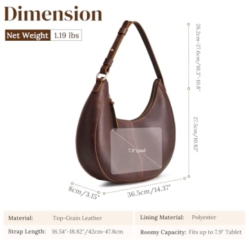S-ZONE Top Grain Leather Shoulder Bags Women Hobo Purse