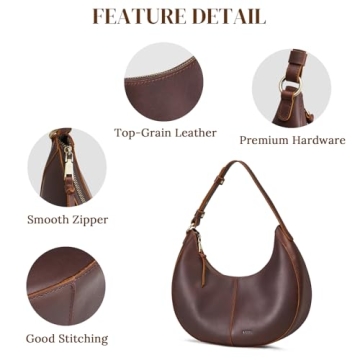 S-ZONE Top Grain Leather Shoulder Bags Women Hobo Purse