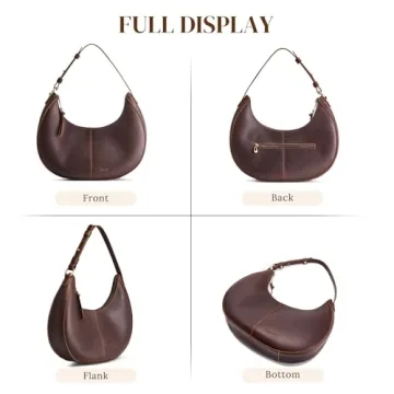 S-ZONE Top Grain Leather Shoulder Bags Women Hobo Purse