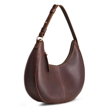 S-ZONE Top Grain Leather Shoulder Bags Women Hobo Purse