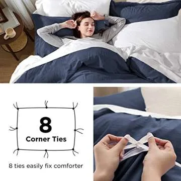 Bedsure Navy Twin Duvet Cover - 2 Pieces Prewashed Extra Soft Bedding Set, Includes 1 Duvet Cover Twin Size 68x90 Inches with Zipper Closure & 1 Pillow Sham, Comforter Not Included