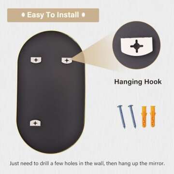 HARRITPURE 17" x 30"Oval Bathroom Mirror Wall Mounted Chic Brushed Metal Frame Hang Vertically & Horizontally Perfect Modern Decor for Bedroom Bathroom Entryway Living Room Gallery Wall,Gold