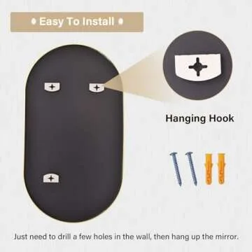 HARRITPURE 17" x 30"Oval Bathroom Mirror Wall Mounted Chic Brushed Metal Frame Hang Vertically & Horizontally Perfect Modern Decor for Bedroom Bathroom Entryway Living Room Gallery Wall,Gold