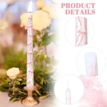 Conelist 8 Pcs Pink Bow Candles Coquette Taper Candles Birthday Decorations 10 Inch Unscented Pastel Pink Cowgirl Gifts for Coquette Bachelorette Bridal Wedding Party