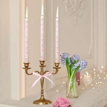 Conelist 8 Pcs Pink Bow Candles Coquette Taper Candles Birthday Decorations 10 Inch Unscented Pastel Pink Cowgirl Gifts for Coquette Bachelorette Bridal Wedding Party