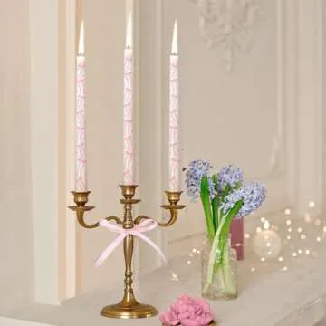 Conelist 8 Pcs Pink Bow Candles Coquette Taper Candles Birthday Decorations 10 Inch Unscented Pastel Pink Cowgirl Gifts for Coquette Bachelorette Bridal Wedding Party