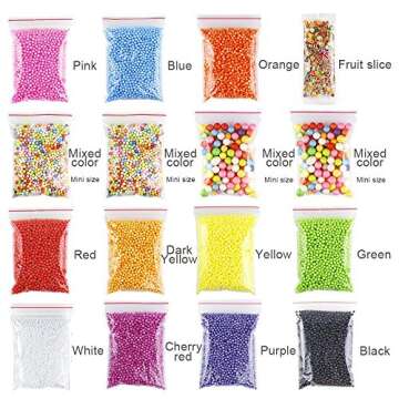 Giveme5 Foam Balls for Slime, 15-Pack Colorful Styrofoam Mini Foam Filler Beads with Slime Tools and...