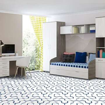 Retro Self Adhesive 12-Inch Vinyl Floor Tiles, 20 Tiles - 12" x 12", Affinity Pattern - Peel & Stick...