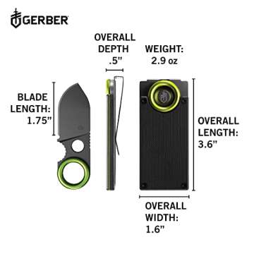 Gerber Gear GDC Money Clip with Small Pocket Knife, Stainless Steel Fixed Blade Knife and Case, Gifts for Men, EDC Gear for Camping and Hiking