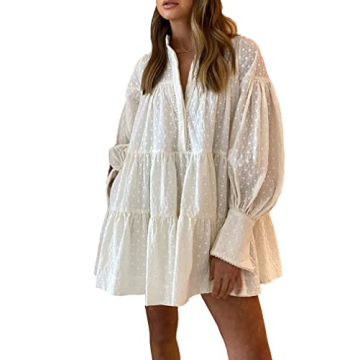 Aoxwomens Trendy Long Sleeve Shift Swing Dress with Pockets