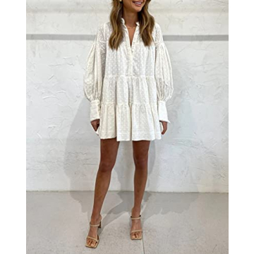 Aoxwomens Trendy Long Sleeve Shift Swing Dress with Pockets