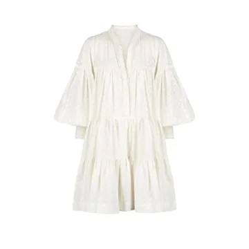 Aoxwomens Trendy Long Sleeve Shift Swing Dress with Pockets