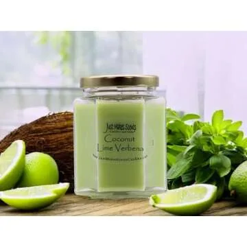 Coconut Lime Verbena Scented Blended Soy Candle | Soft Floral Spring Fragrance | Hand Poured in The ...